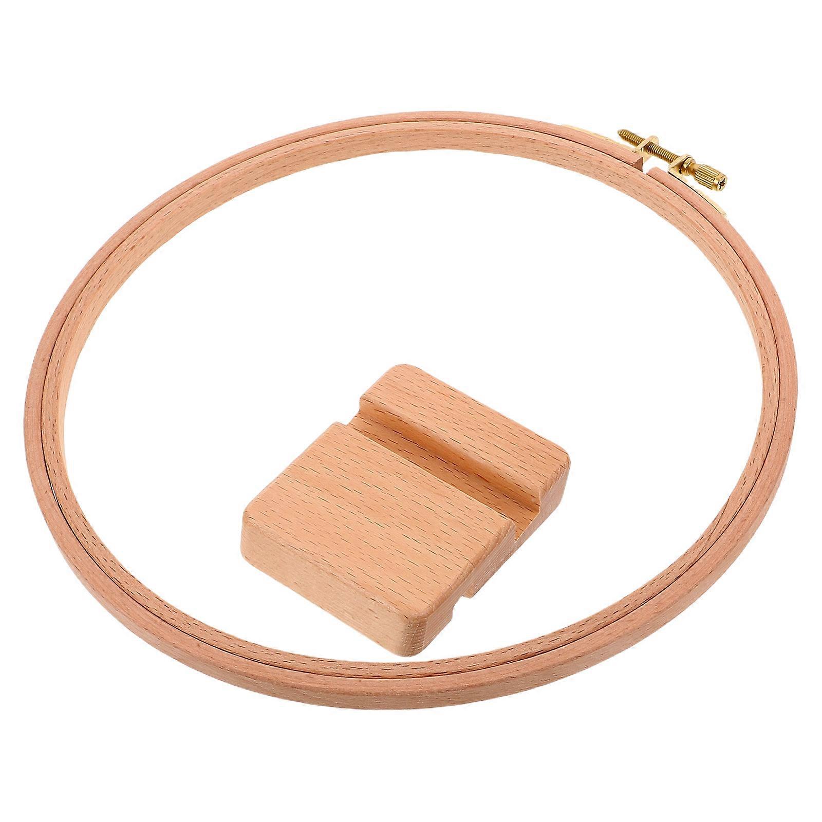 Embroidery Circle Frame Adjustable Wooden Base Hoop for DIY Use 1Set