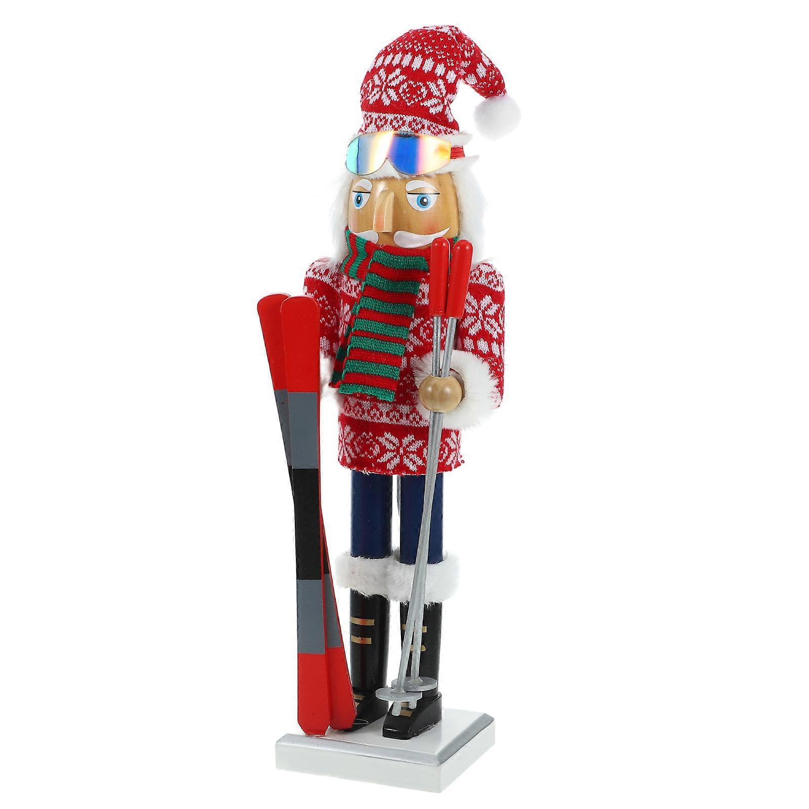 Christmas Wooden Skiing Nutcracker Soldier for Decoration Nutcracker