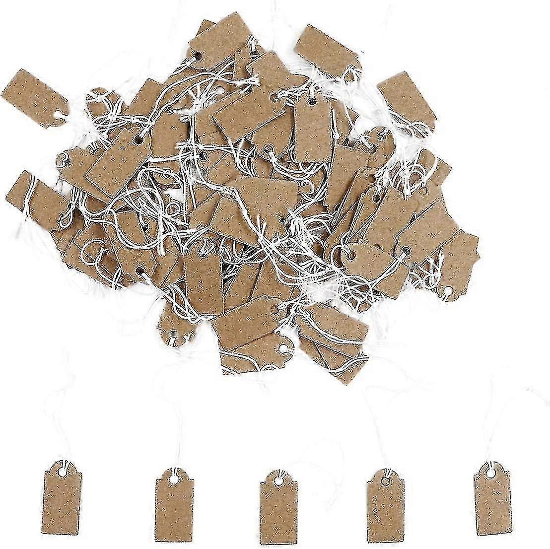 Sowaka 100 Pcs Display Tags With Hanging String Mini Writable Blank Label Display Tags For Jewelry
