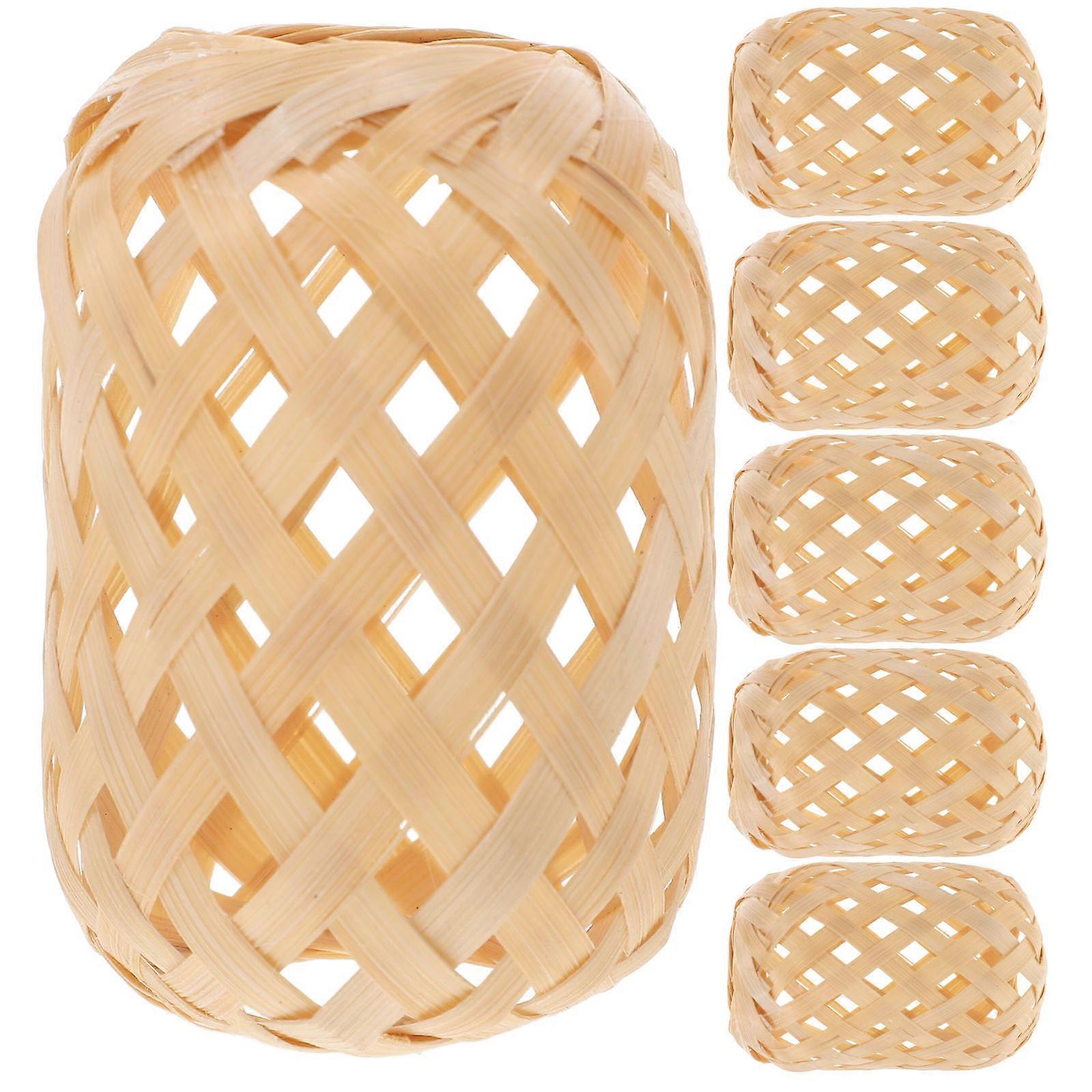 Tiny Woven Lanterns Decor Bamboo Lanterns for DIY Crafts 6Pcs Beige Set