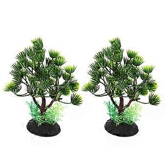 Artificial Plants Plastic Aquarium Decor for Decoration 2Pcs Green Color