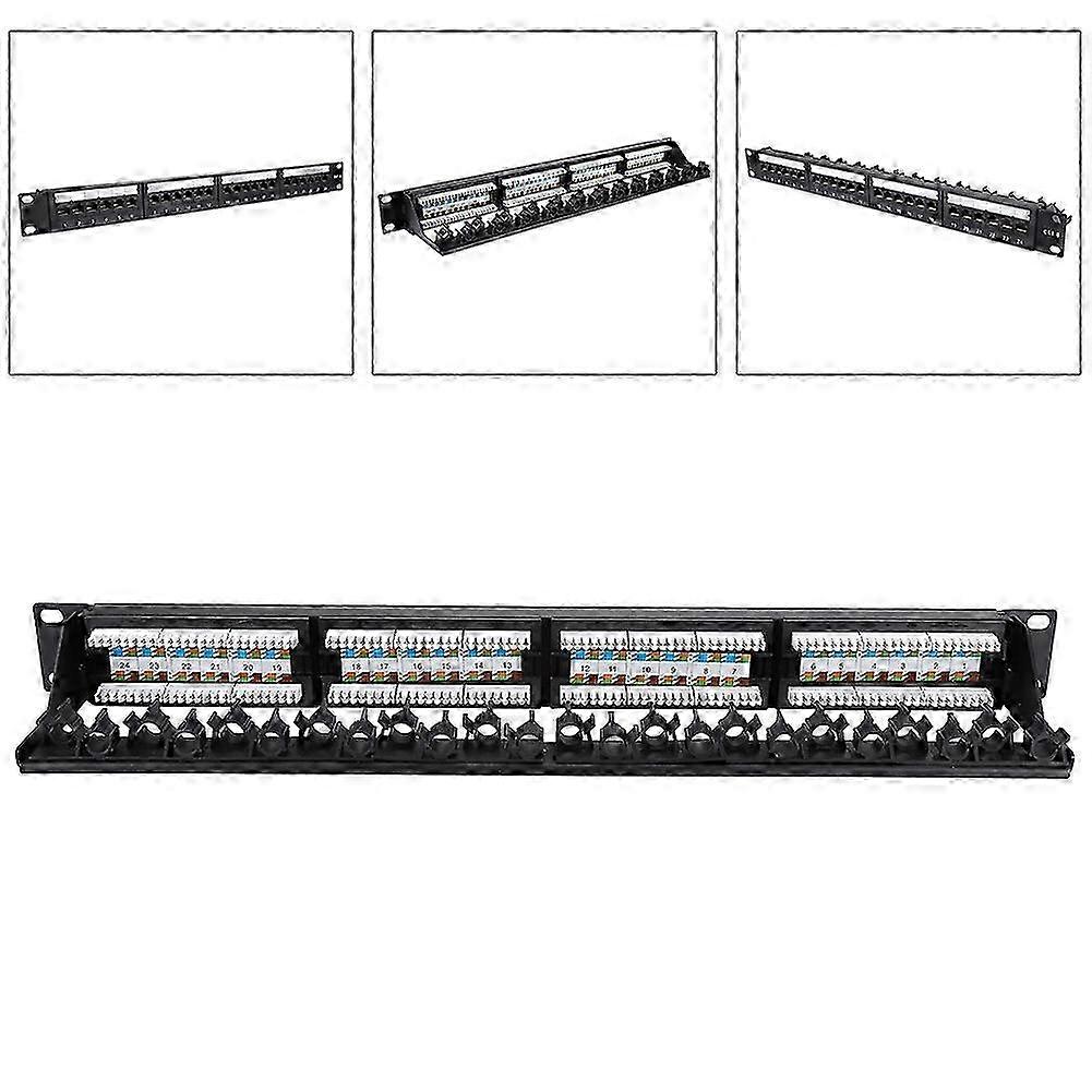 Gold Plated 24 Port Mountable Data Patch Panel High Speed CAT6 CAT-6 Network Cable Rack 25-26
