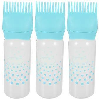 3pcs Colorful Hair Dye Applicator Bottles with Measurement Lines for Home and Salon Use (Blue)
