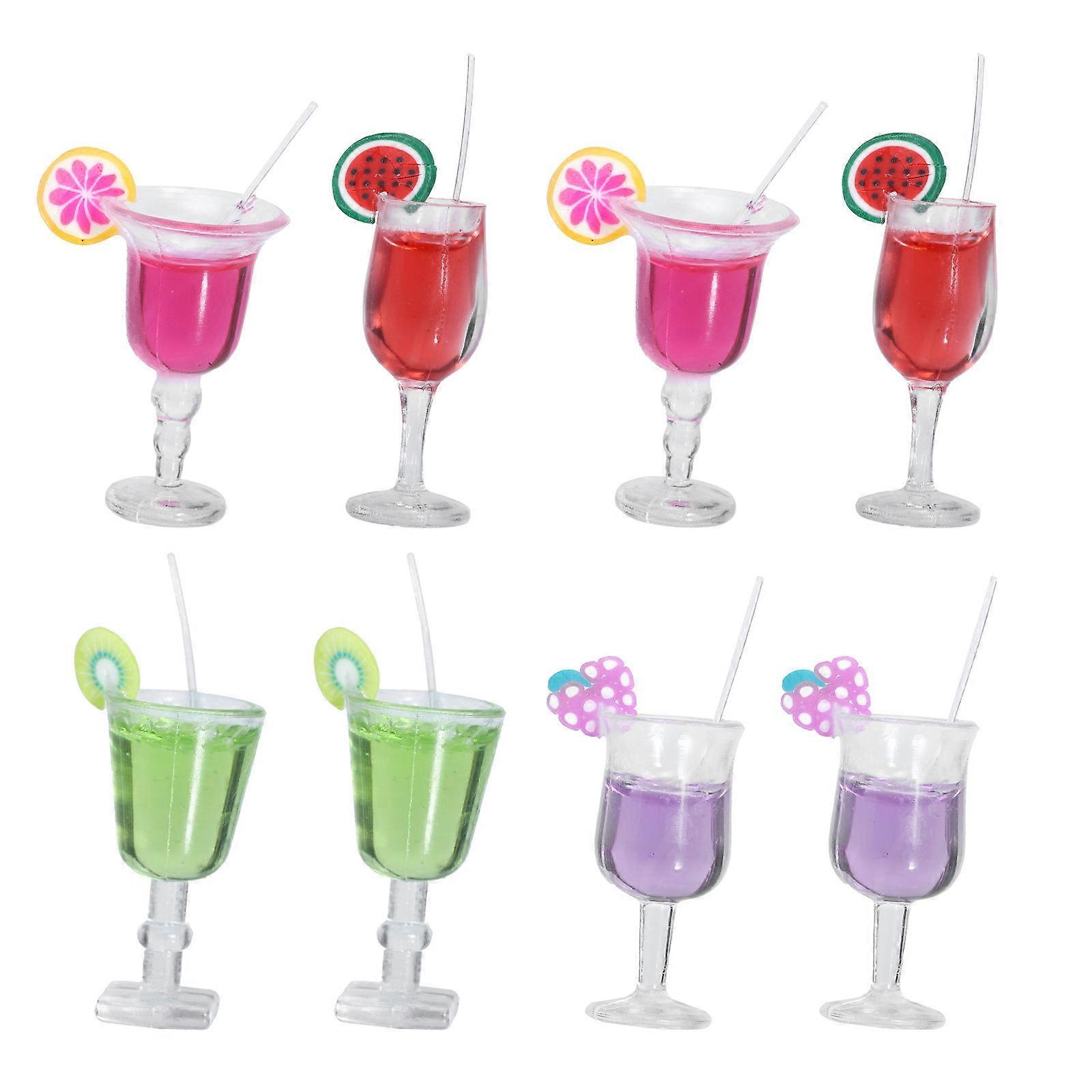 Resin Mini House Models Decorative Cocktail Cup Models for Decor 8Pcs