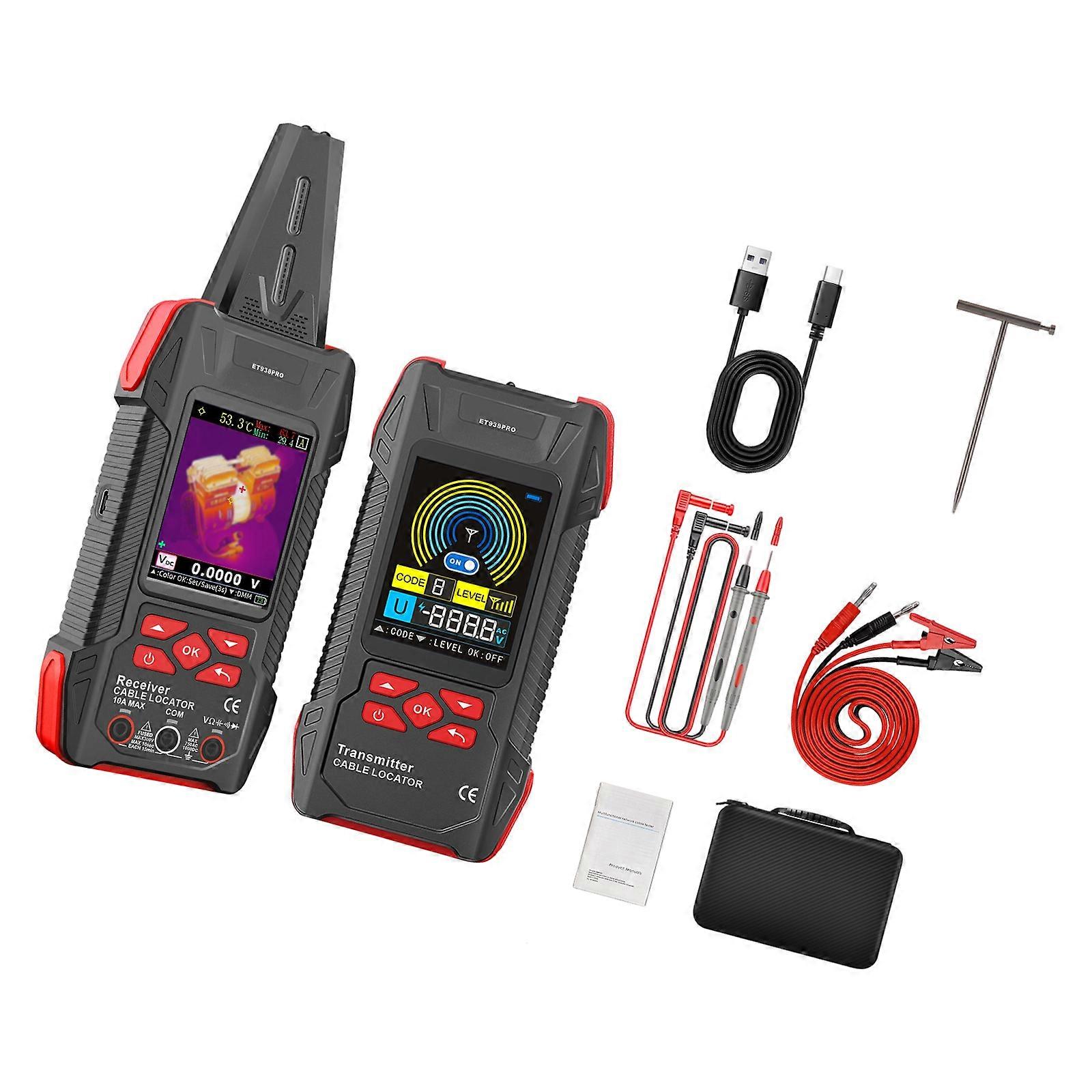 Instrument for Cable Tracing and Electrical Measurement Including Data Storage Large Screen Cable Locator Multicolor