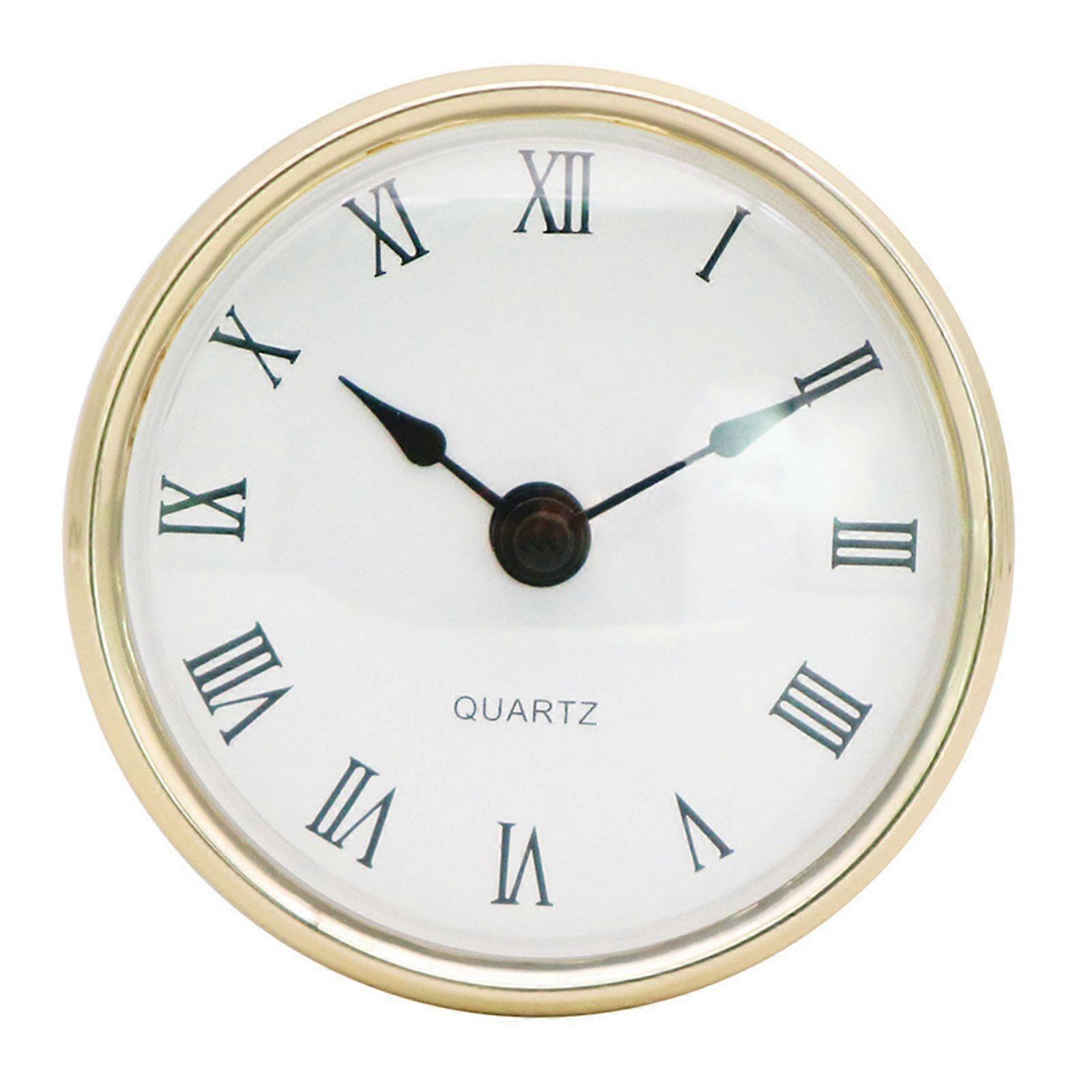 Golden Rim 80mm Classic Quartz Clock Insert Embedded Mini Wall Clock Head DIY