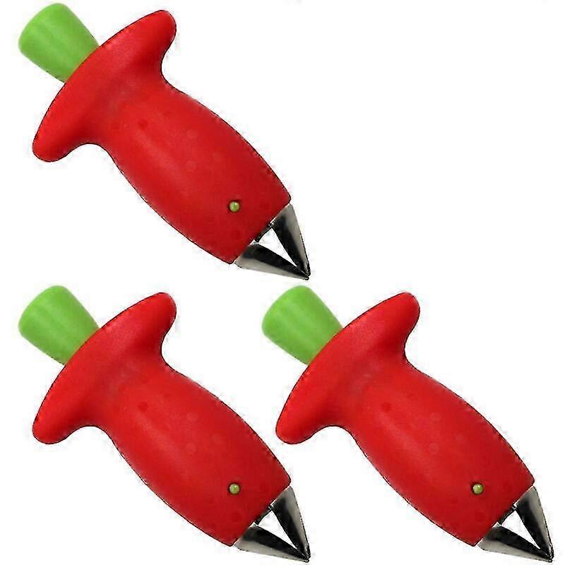 (3-Pack) Reusable Strawberry Huller - Kitchen Tool for Fruit Stem Removal