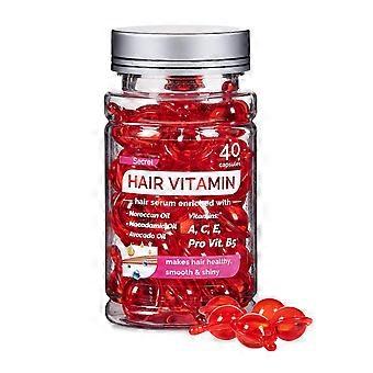 Haarserum-Kapseln mit Argan-, Macadamia- und Avocadoöl, Leave-in-Haarpflege für sofortigen Glanz, 40 Stück, Rot