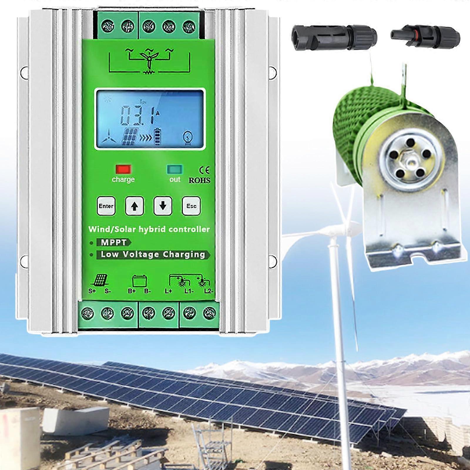 MPPT Wind Solar Hybrid Charge Controller 12V 24V 48V with LCD Display Smart Boost Charging Off Grid