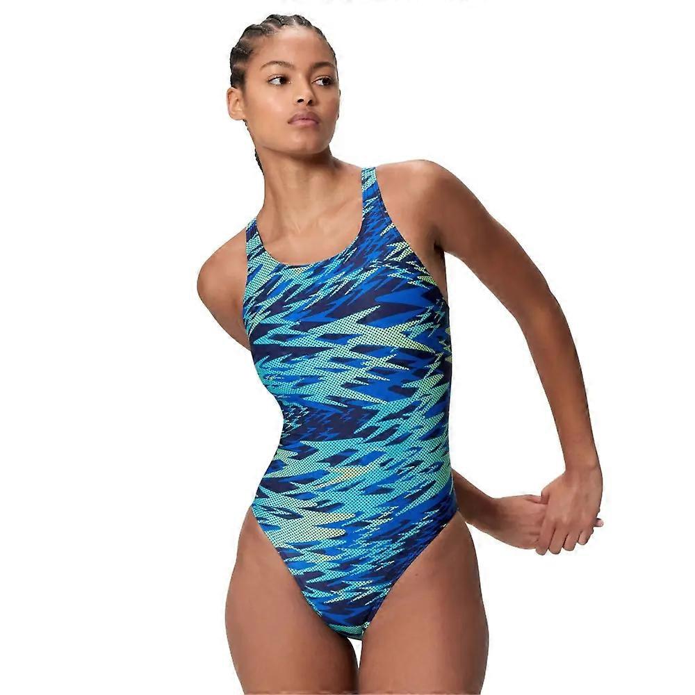 Speedo Hyperboom Print Medalist Swimsuit - Navy/Blue