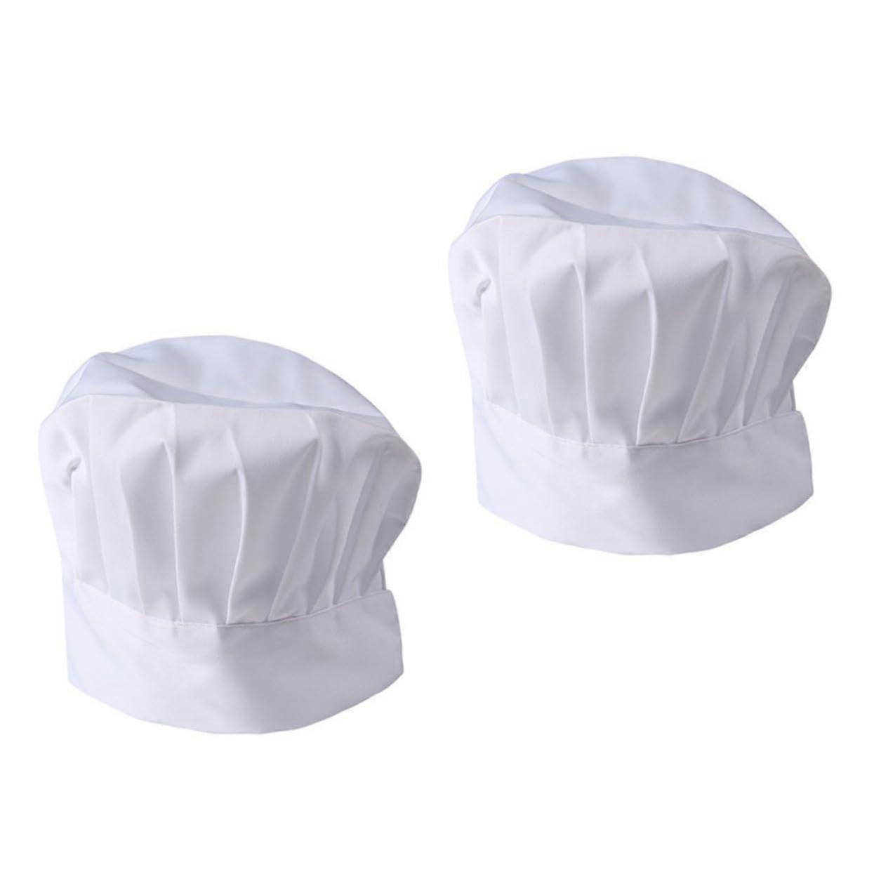 2pcs Adjustable Chef Hat for Men Breathable White Kitchen Cap Elastic Fit Catering Cooking