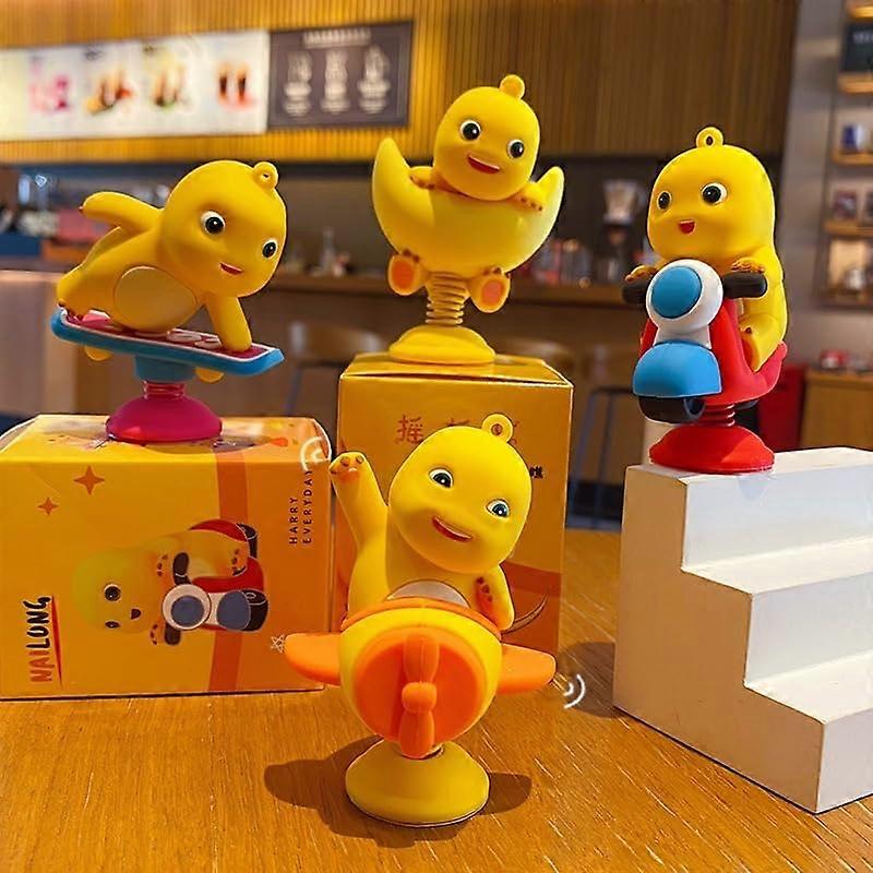 Cute Bobblehead Dragon Dashboard Ornament with Smooth Bobbing Motion and Stable Base (Moon)