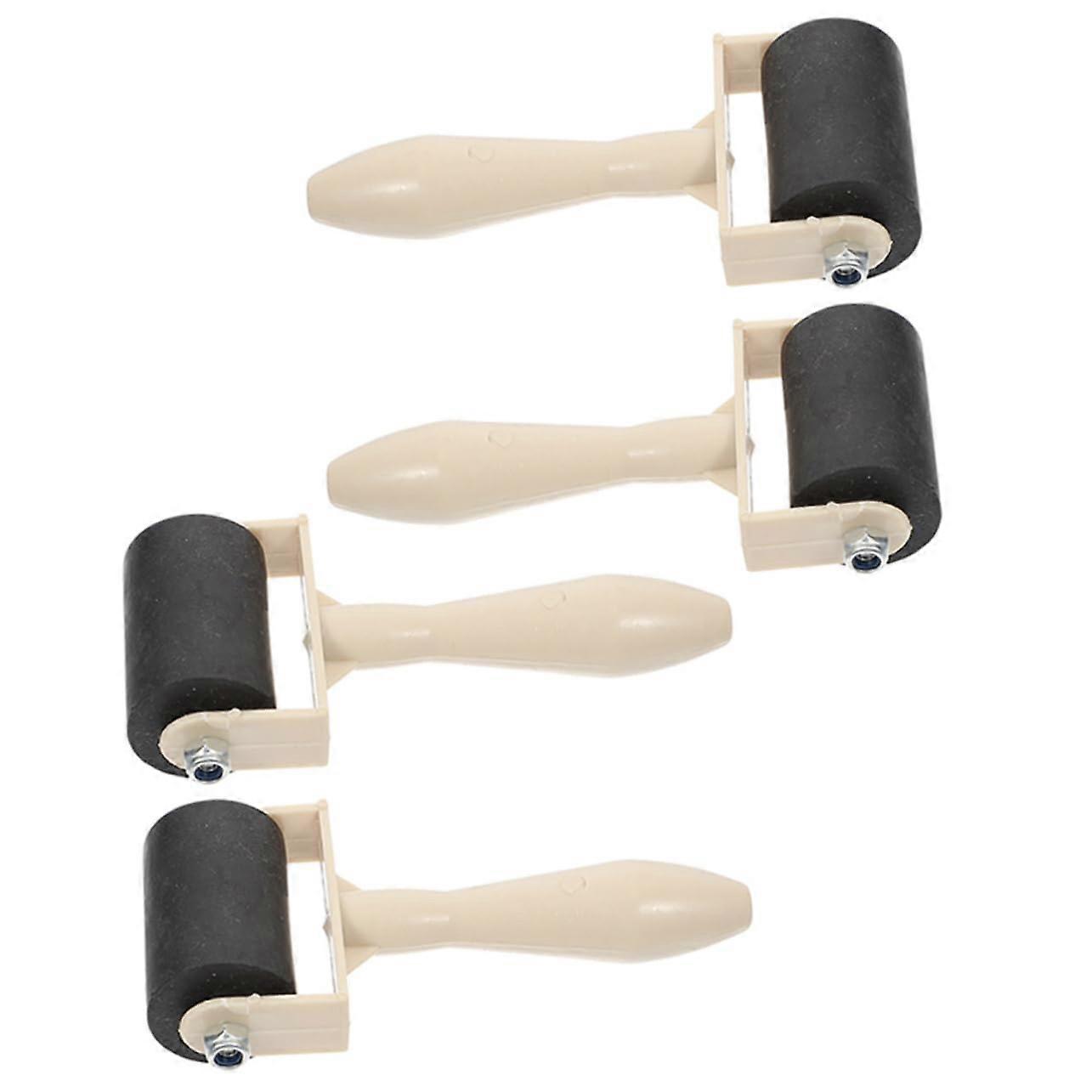 Printmaking Roller Set 4pcs Rubber Brayer with Smooth Rolling Grip for Crafts and Art Projects