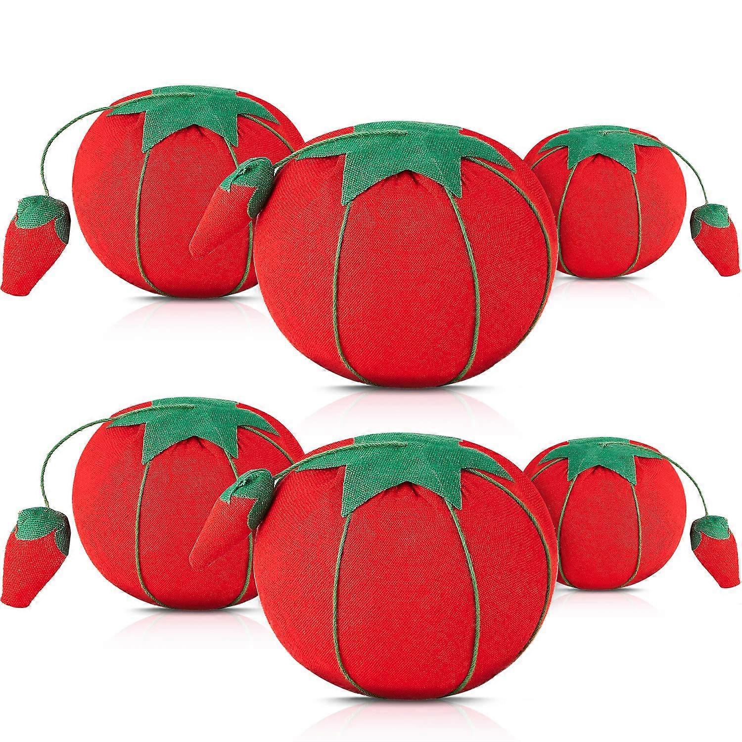 6 Pieces Tomato Pin Cushion for Sewing Needle Storage with Soft Foam Core, Multiple Sizes