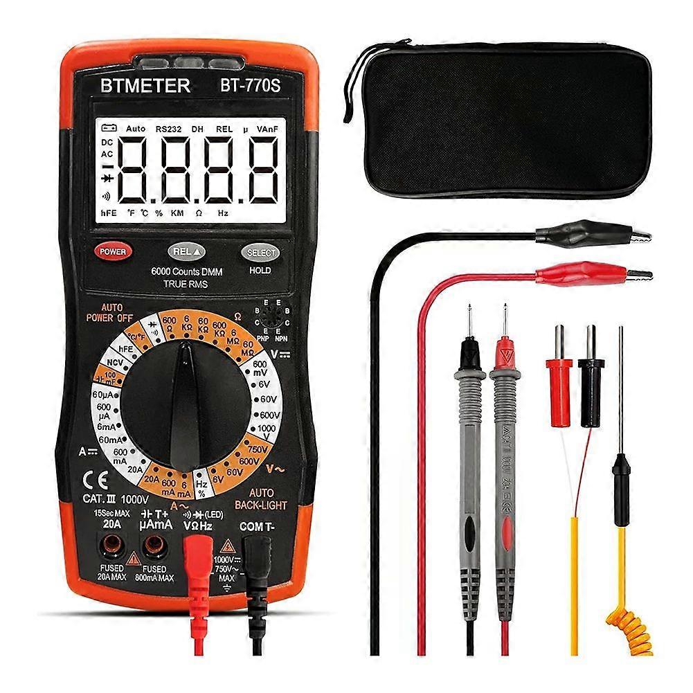 BTMETER BT-770S Multimeter Manual Ranging Electric Meter, for AC DC Volt Amp Ohm Capacitance Frequency with Continuity Tester