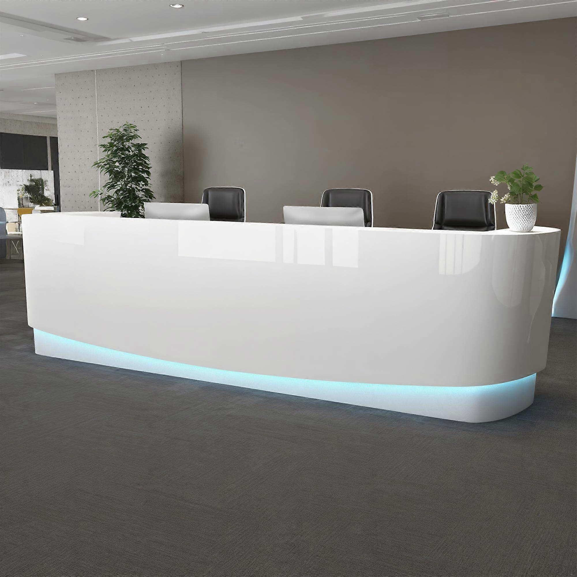 108 inch Reception Desk with Hidden LED Lighting, Customized , No Assembly Needed
