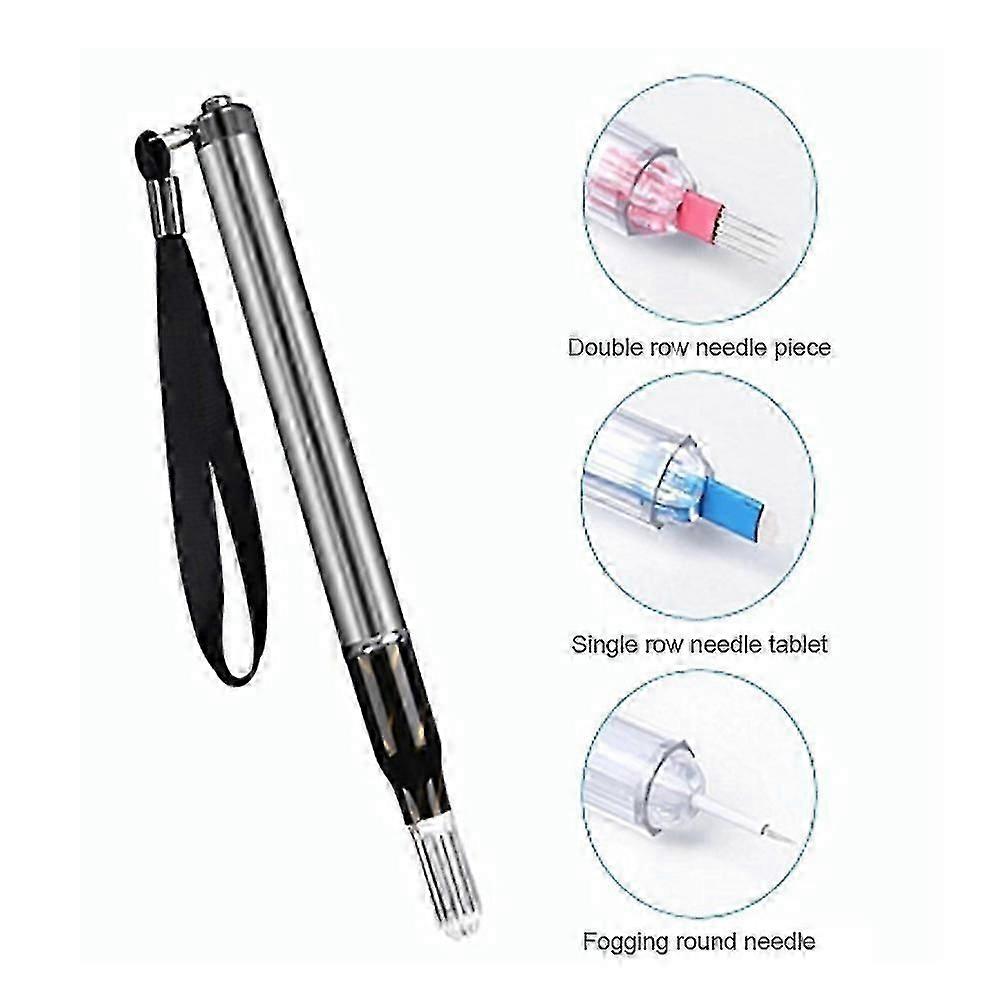 Eyebrow makeup tool with microblading pen and lighting