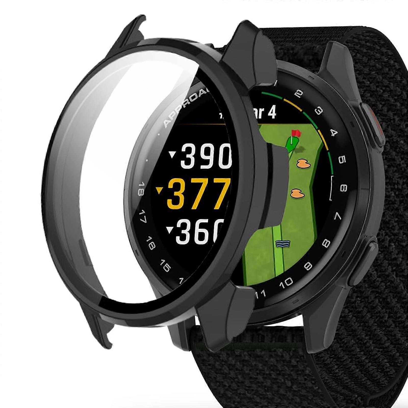 Waterproof Shockproof Case with Tempered Glass Screen Protector Black for Garmin Approach S50