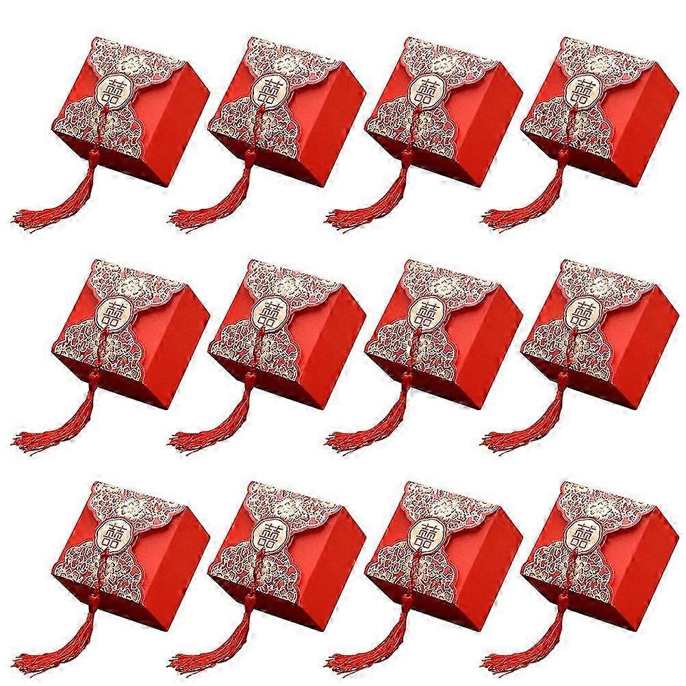 20 Pcs Exquisite Red Gift Candy Case in Portable Packing for Wedding
