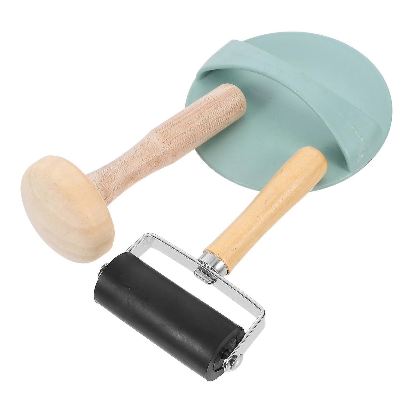 Wooden Printmaking Tool Set for Craft Use 2Sets Ink Roller Kit