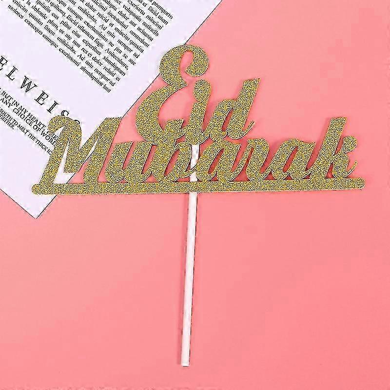 Golden Eid Mubarak Cupcake Topper Flags