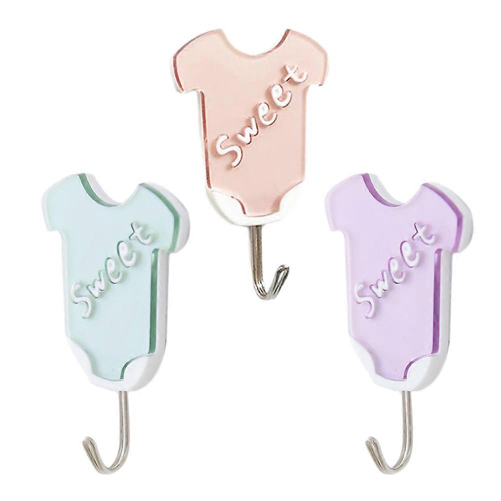 Adhesive Hook Wall Mounted Plastic Hooks for Hanging Things 3Pcs Assorted Color