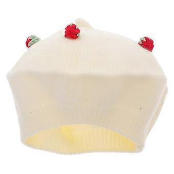 Erdbeer-Baskenmütze für Damen, gestrickte Baskenmütze, süße Partydekoration