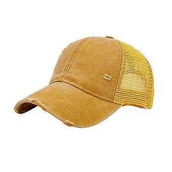 Distressed Style Baseball Cap with Breathable Mesh and Washed Cotton