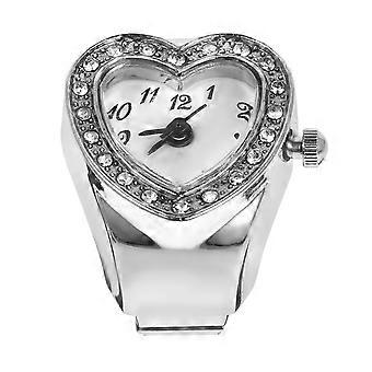1 Stück elastische Fingerringuhr Herzform Quarzuhr Retro Uhr für Männer Frauen
