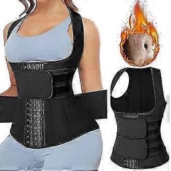 Sauna Waist Trainer Vest Workout Body Shaper Women Neoprene Sweat Slimming Sheath Double Tummy Contr 26-27