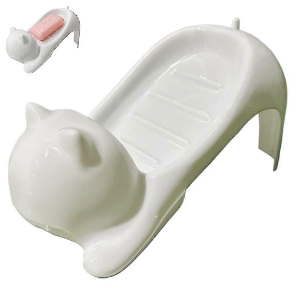 Soap Dish Drainable Sponge Soap Bar Container Cute Cat-Shaped Creative
