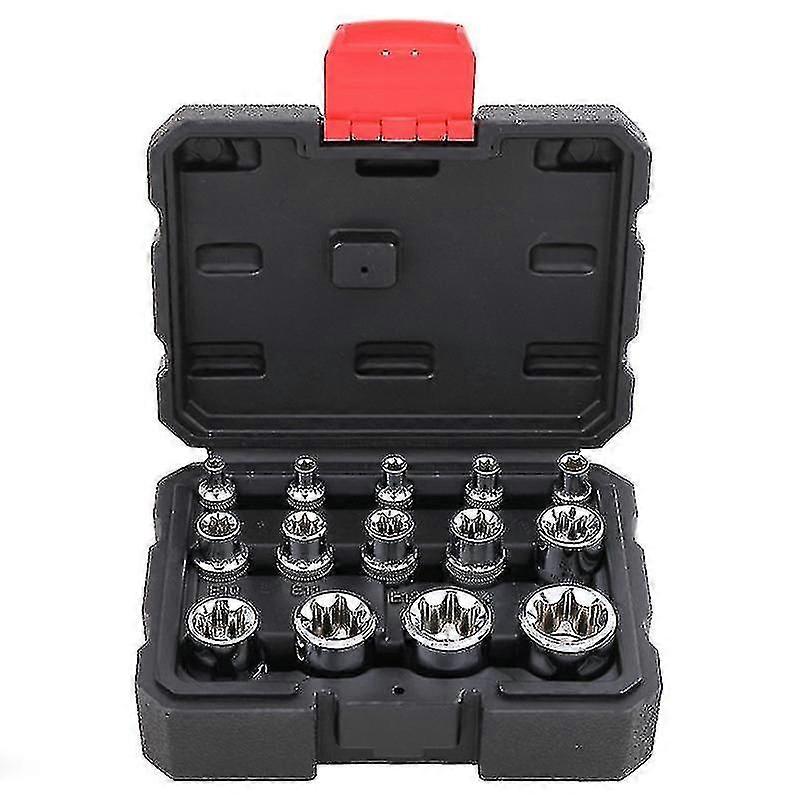 14pcs 3/8 polegadas 1/2 Polegada, 1/4 Polegada, E-torx Star Socket Set