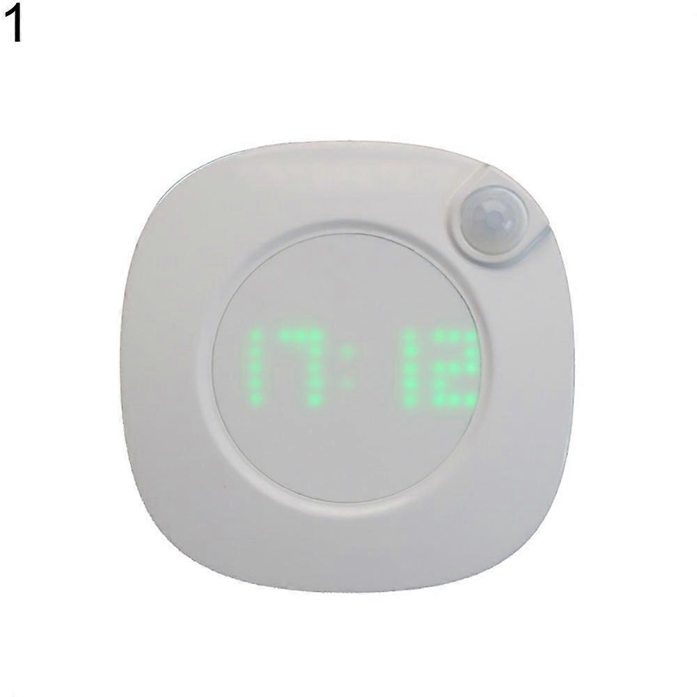 LED Motion Sensor Night Light Digital Time Display Clock Bedroom Bathroom Lamp