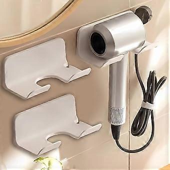 Suporte Universal para Secador de Cabelo, Suporte de Parede para Secador de Cabelo com Gancho de Plugue e Cabo Autoadesivo para Armário de Banheiro (2 Pack Branco)