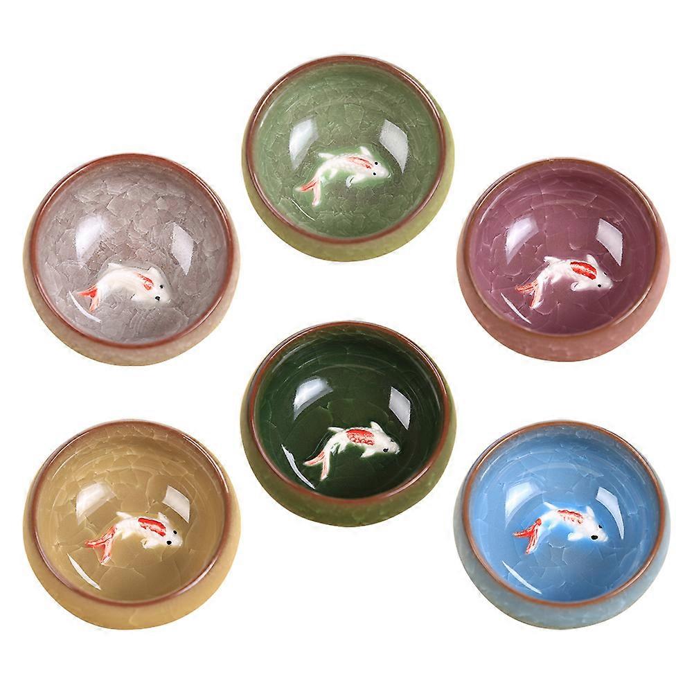 6PCS Ceramic Fish Tea Cup Set Creative Delicate Teaware Set(Assorted Pattern)
