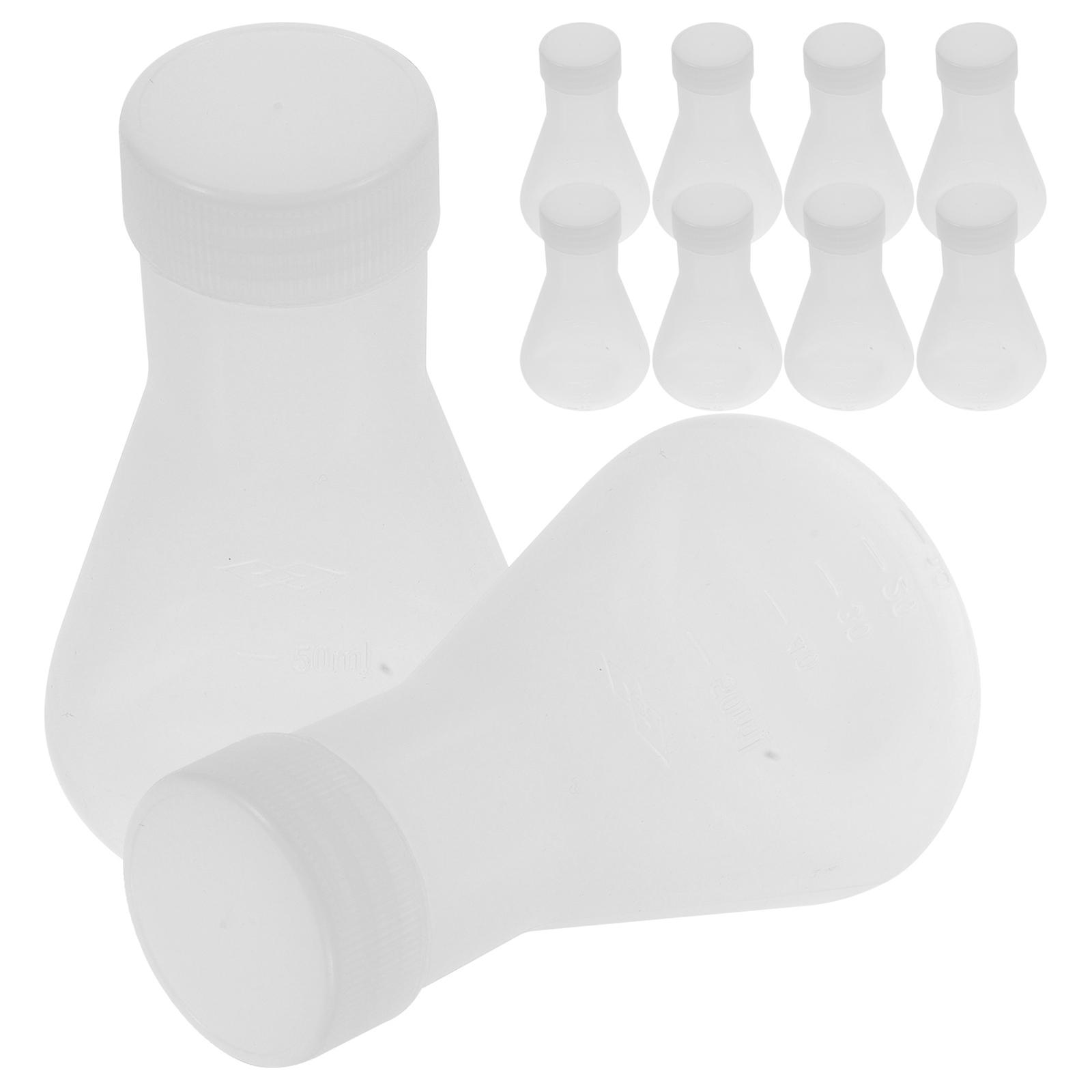 10pcs Plastic Flask Professional Erlenmeyer Flask Transparent Science Flask