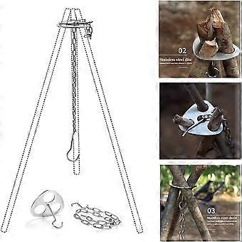 Swivel Grill, Folding Campfire Grilling Outdoor Cooking Tripod, Camping Tripod, Portable Camping Tripod Hanging Pot Rack, Barbecue Rack Hanger 4Pcs S