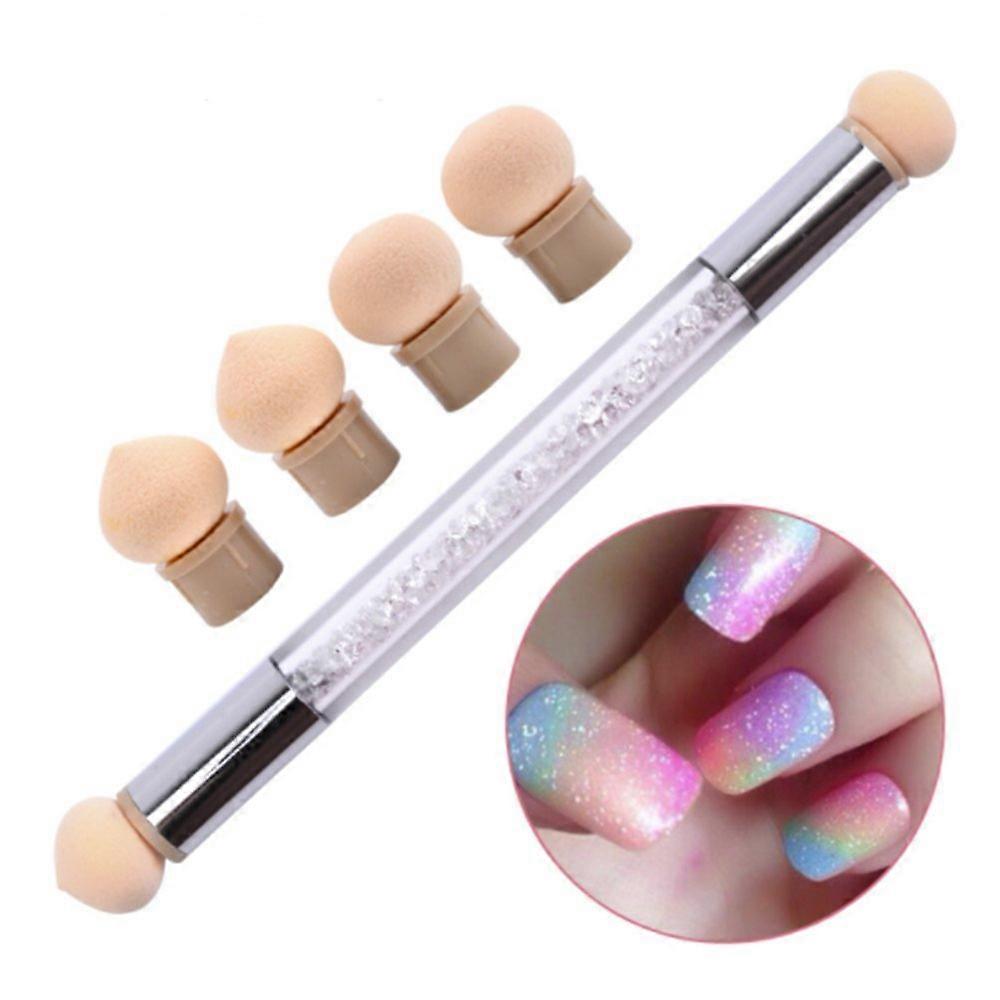 Dual Ended Nail Art Sponge Pen with 4 Replaceable Washable Tips for Gradient Blending Effects
