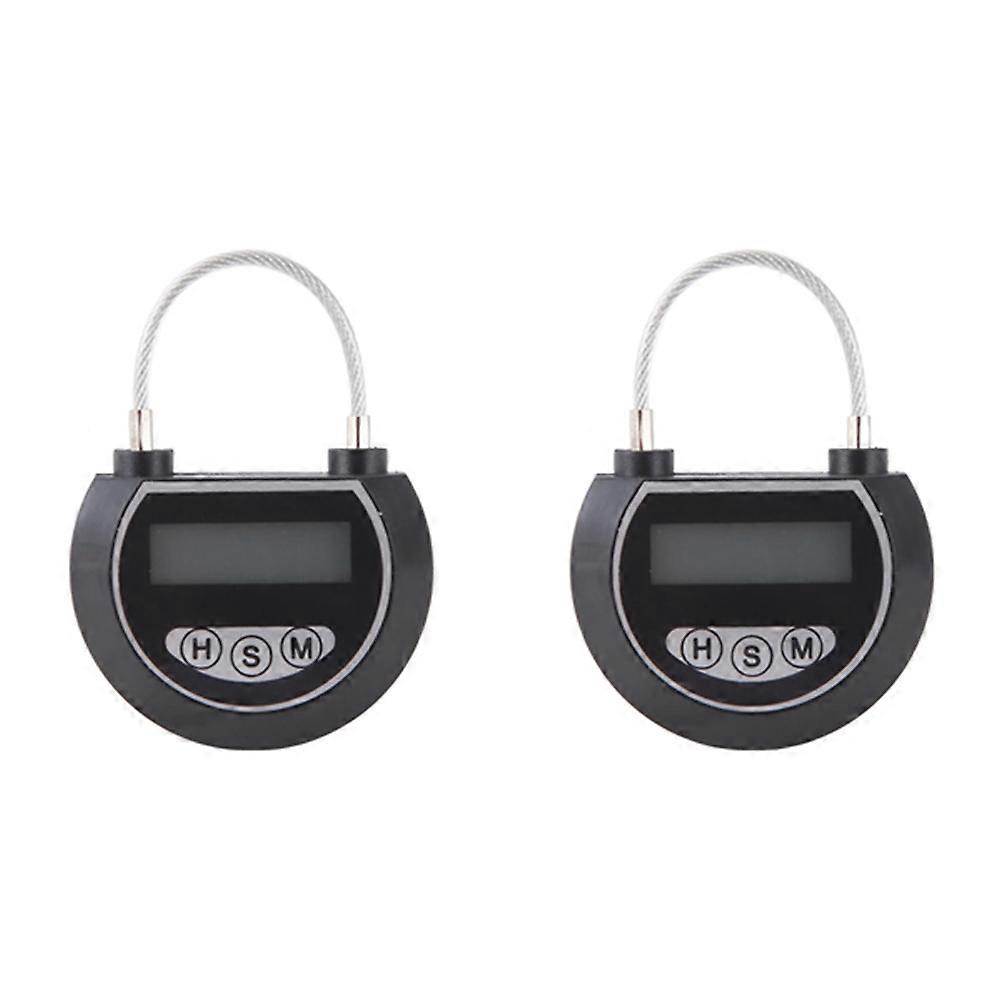 2PCS Electronic Time Lock Timer Lock Container Multi Function Time Lock Bin for Toys Black