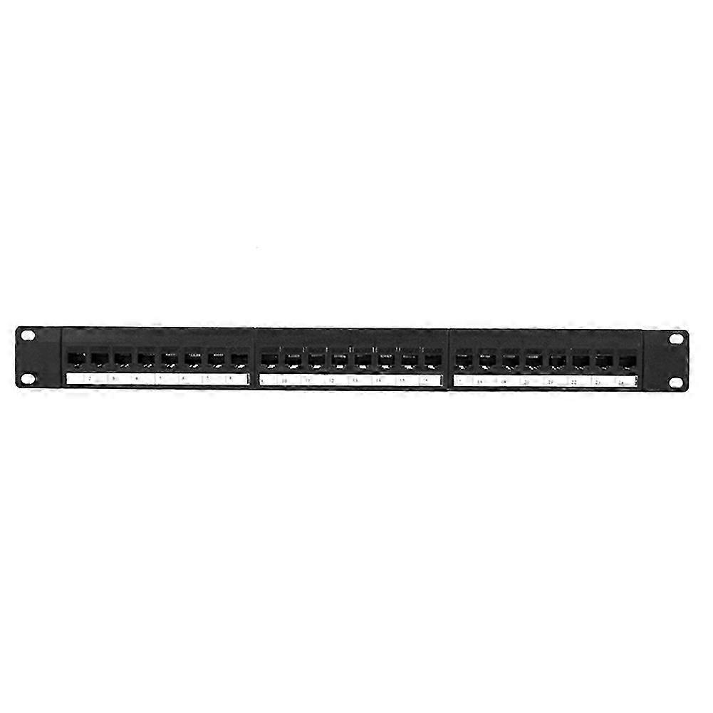 1U Rack 24 Port Straight-Through CAT6 Patch Panel RJ45 Network Cable Adapter Jack Ethernet Distribution Frame