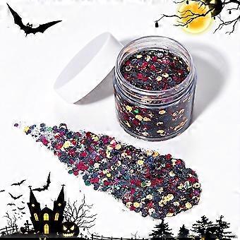 Holographic Halloween Glitter Gel, Chunky Sequins Body Face Hair Glitter Gel, Shimmer Makeup for Costume Party, Rave & Music Festival