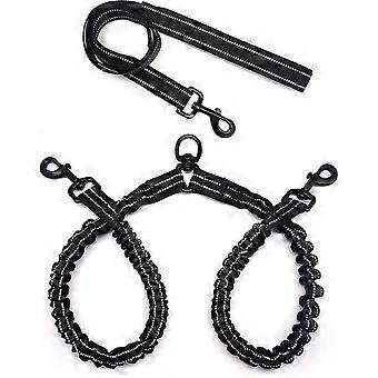 Bungee Dog Leash Splitter/coupler For Multiple Dogs, Stretchable Reflective Double Dog Leash