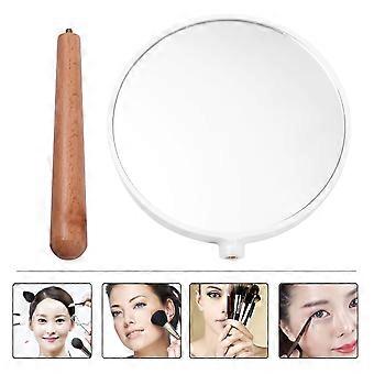 Kosmetikspiegel, Handspiegel für Make-up, weißer Holzgriff