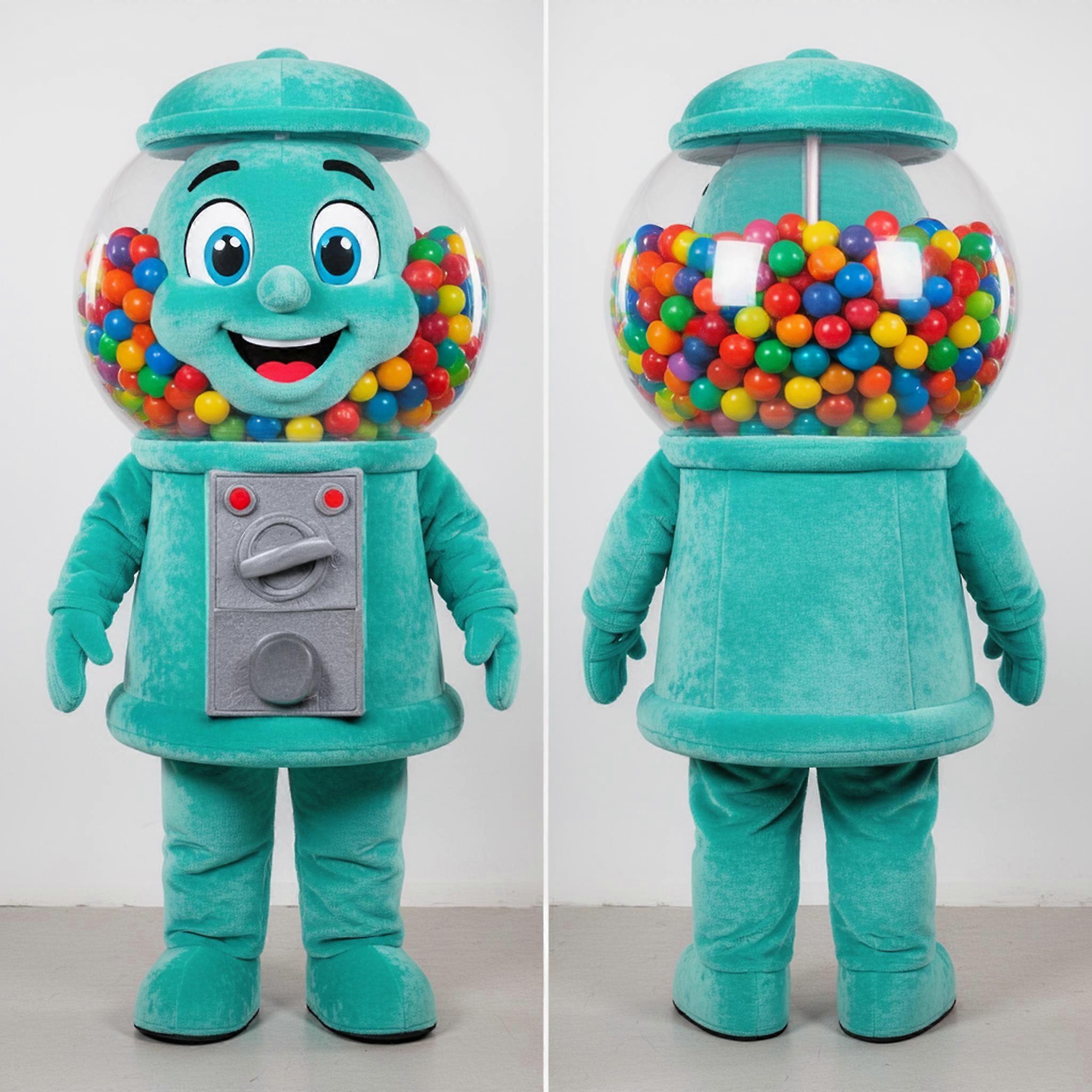 MASTICOT Teal And Silver Gumball Machine Mascot