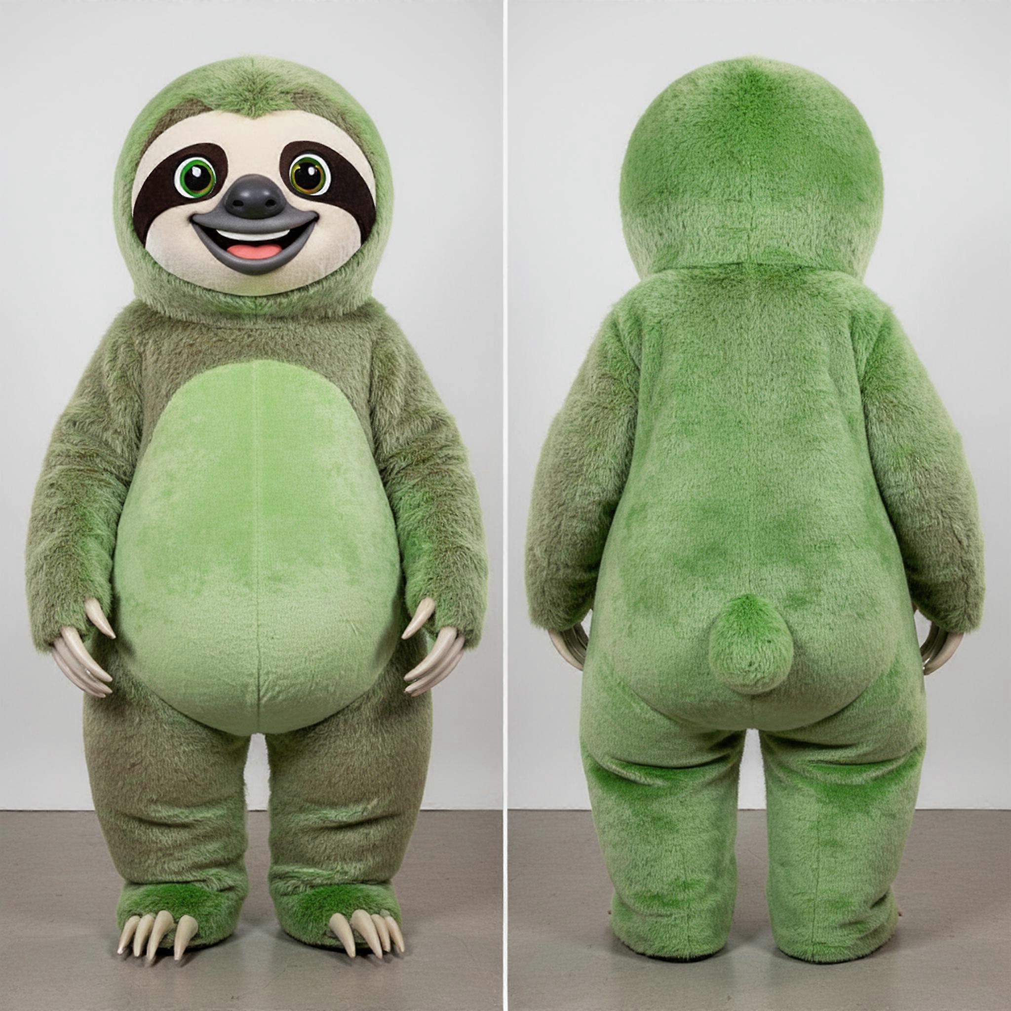 MASTICOT Emerald Green Cuddly Giant Sloth Mascot
