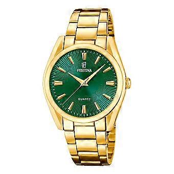 Festina Ladies Alegria Gold & Emerald Sunburst 30mm Stainless Steel Dress Watch F20640-B