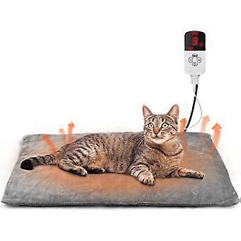 Tappetino riscaldante per cani e gatti, 45x45 cm, 9 impostazioni di temperatura e timer di 12 ore, tappetino riscaldante elettrico per gatti, coperta riscaldante per animali domestici sicura e lavabile
