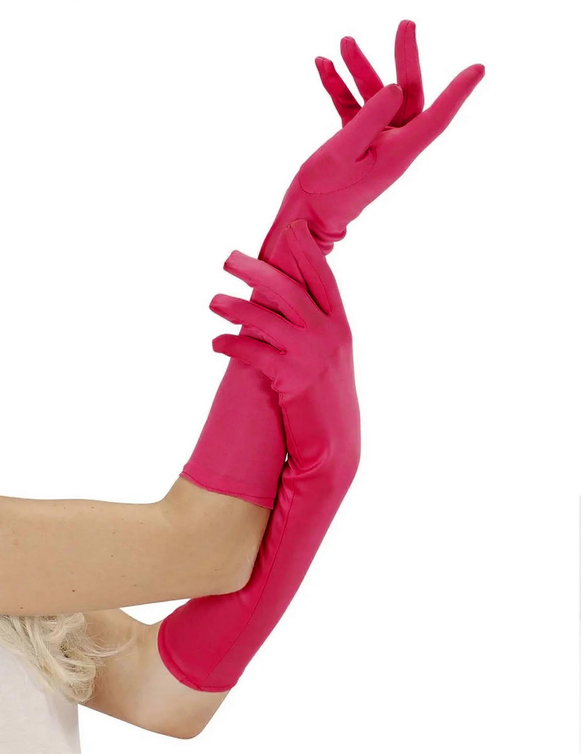 Gants longs roses fuchsia
