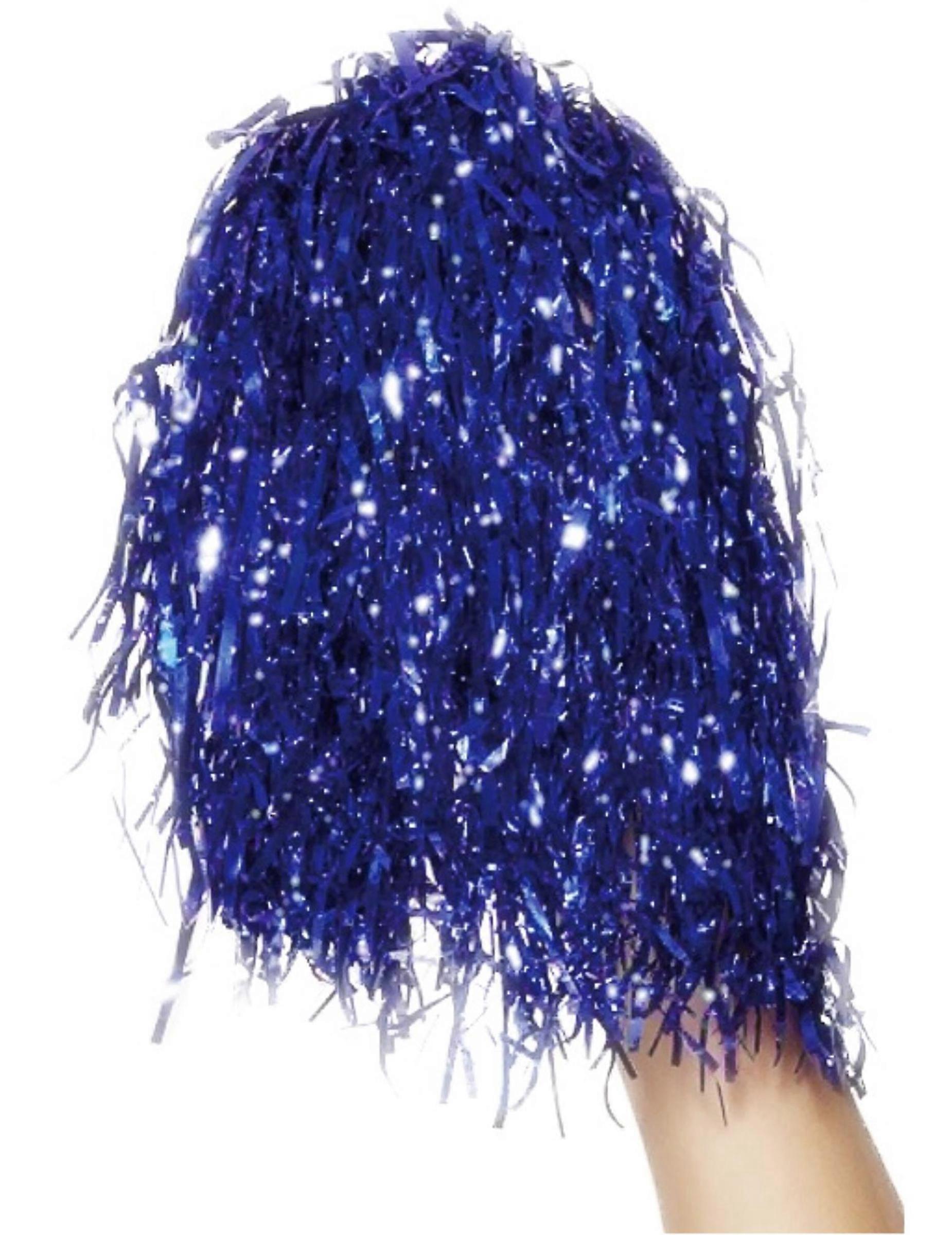 2 Metallic blue pompoms