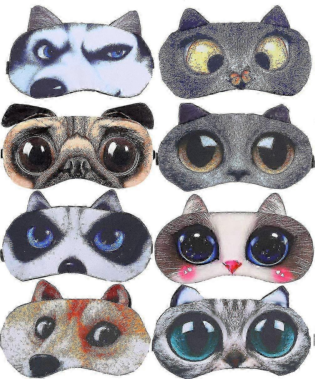 8pc Soft Animal Blindfold Masks